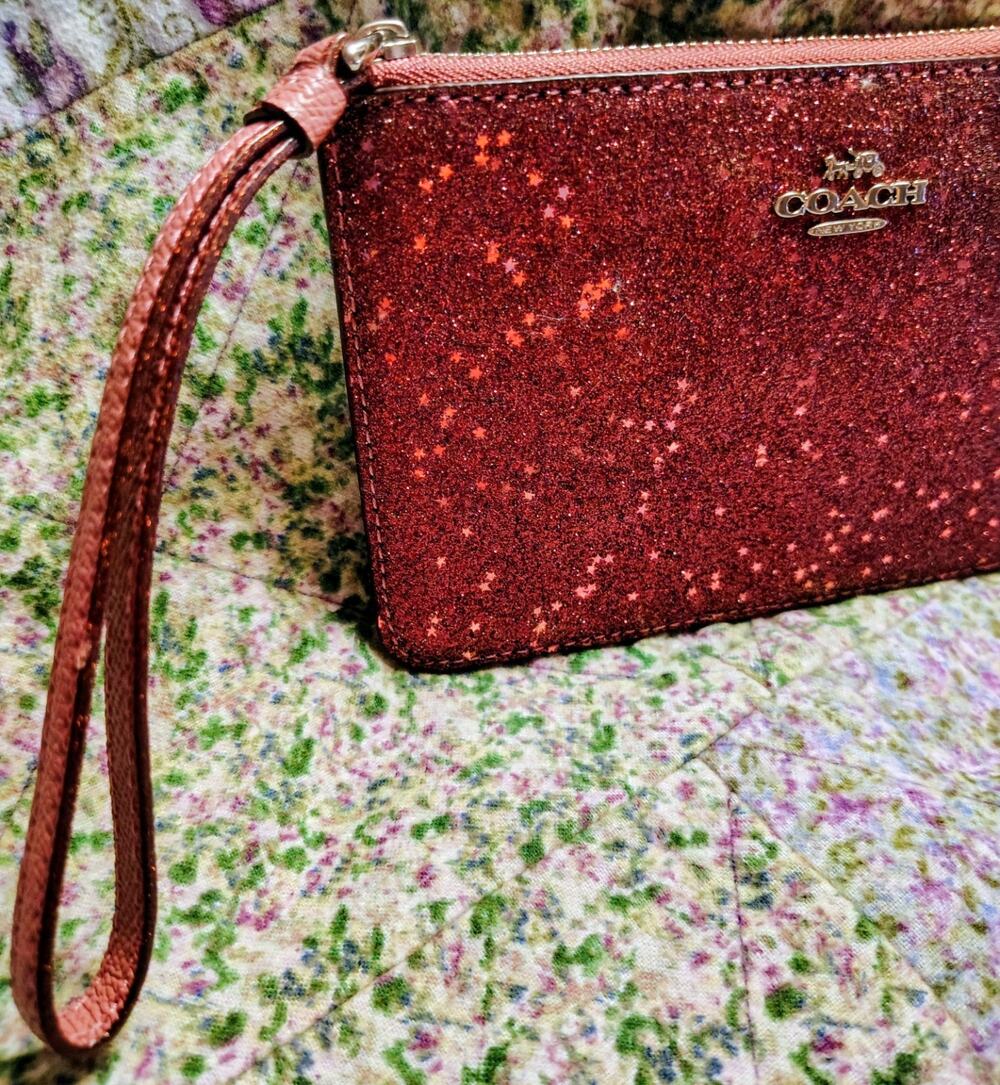 NWT Coach Star Glitter Wristlet, OxBlood Red MSRP 85.00